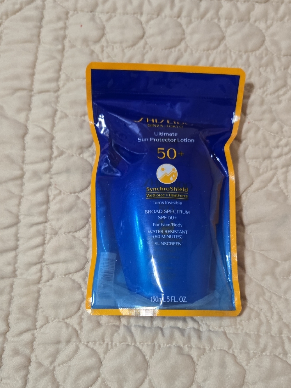 Shiseido Sun Protector Lotion SPF 50+ - Blue & Gold Pouch